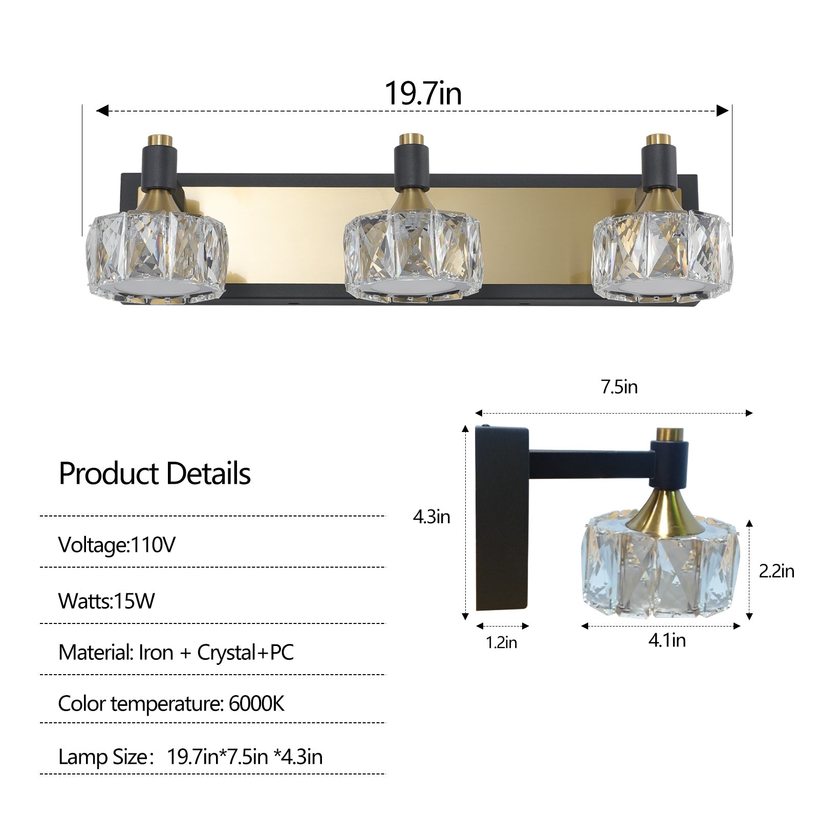 Luxury Yellow Brown Crystal Iron Wall Sconce - evoltleds