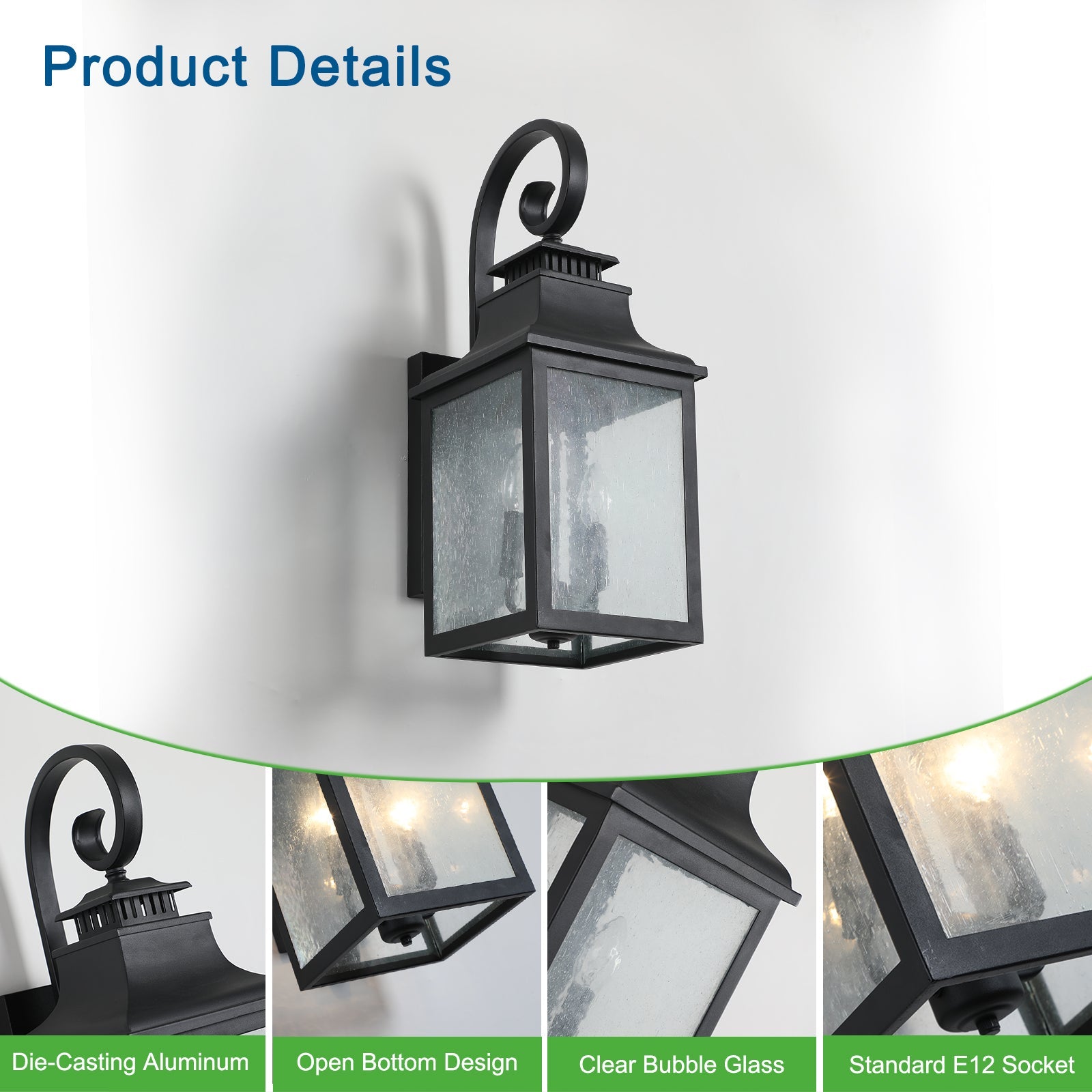 Modern Black Aluminum Outdoor Wall Light with Frosted Glass Panels - evoltleds