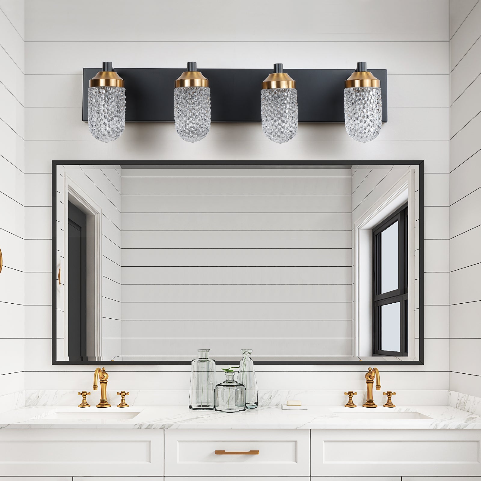 Modern Black Glass Vanity Light - Sleek and Efficient Bathroom Lighting - evoltleds