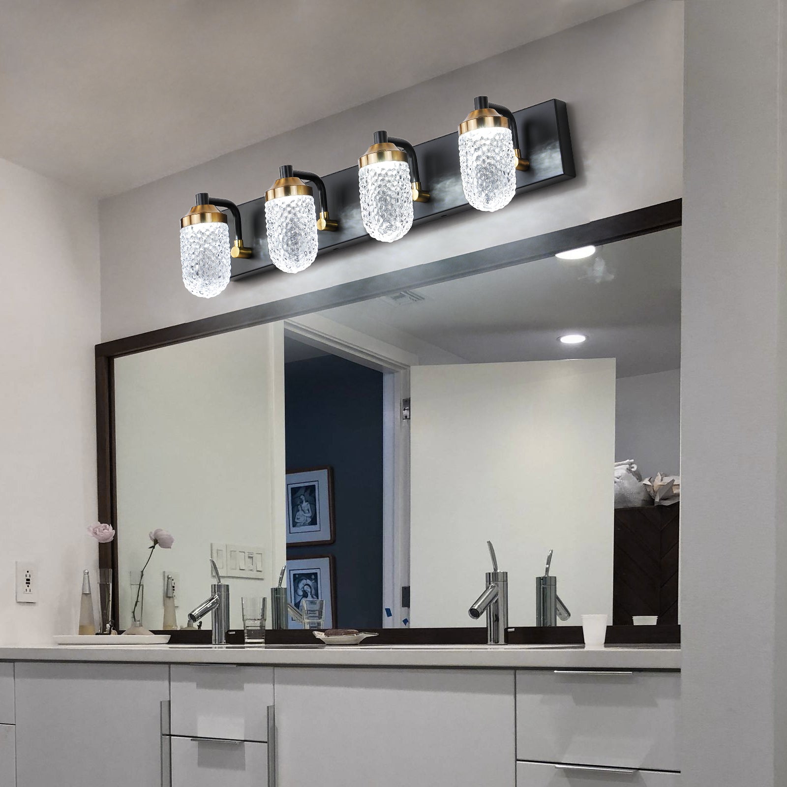 Modern Black Glass Vanity Light - Sleek and Efficient Bathroom Lighting - evoltleds