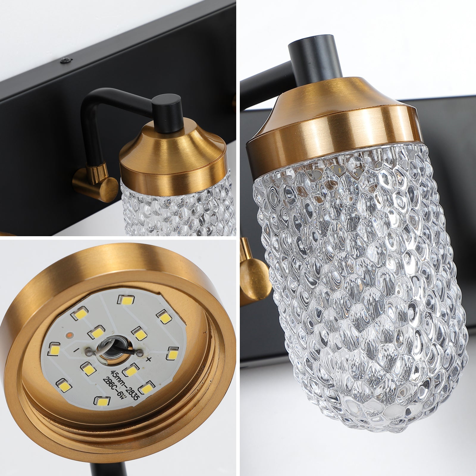 Modern Black Glass Vanity Light - Sleek and Efficient Bathroom Lighting - evoltleds