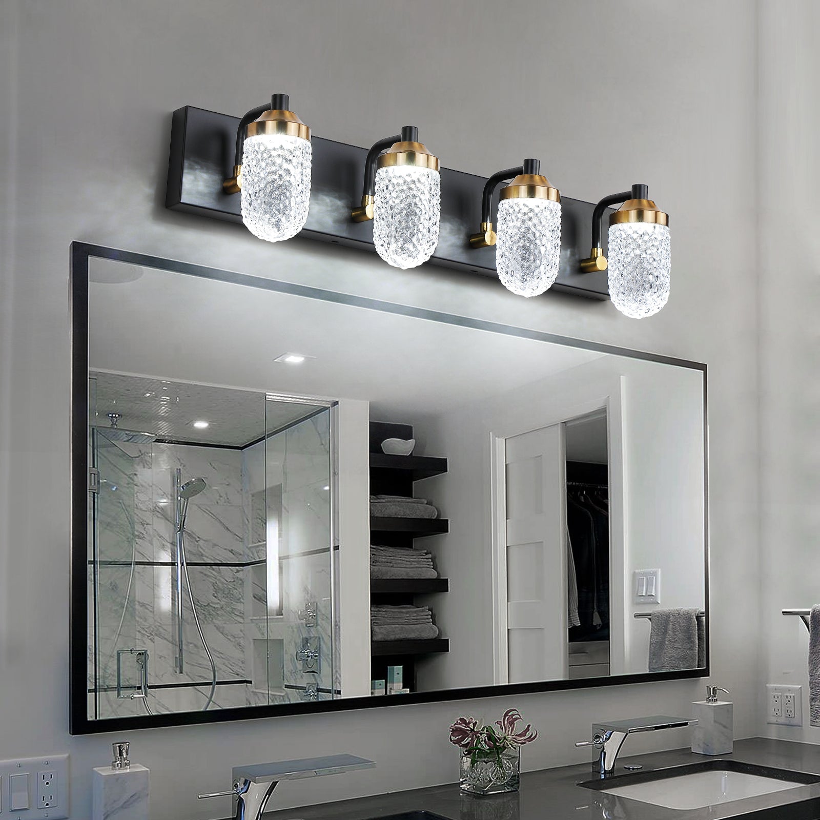 Modern Black Glass Vanity Light - Sleek and Efficient Bathroom Lighting - evoltleds