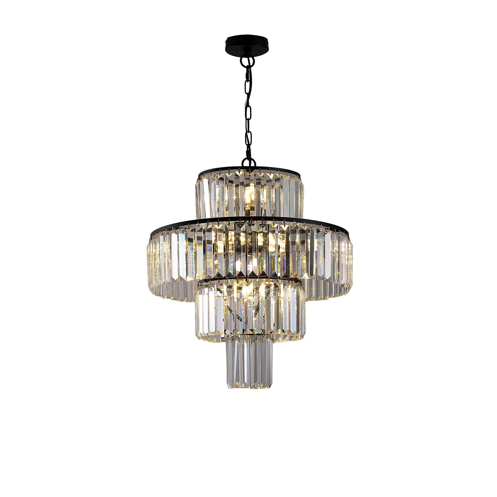 Modern Black Iron Pendant Light with Crystal Accents - evoltleds