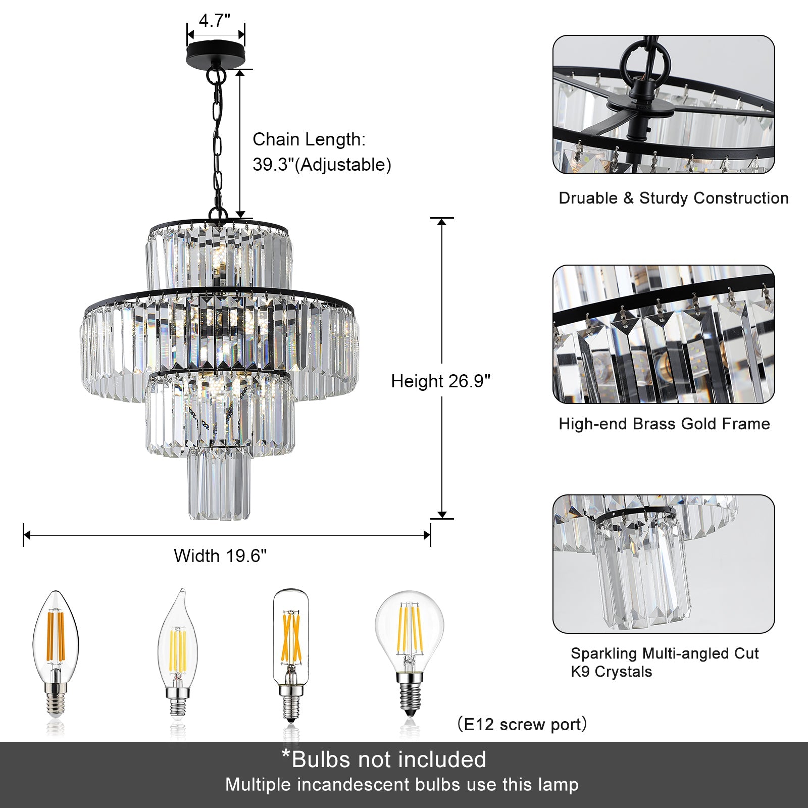 Modern Black Iron Pendant Light with Crystal Accents - evoltleds