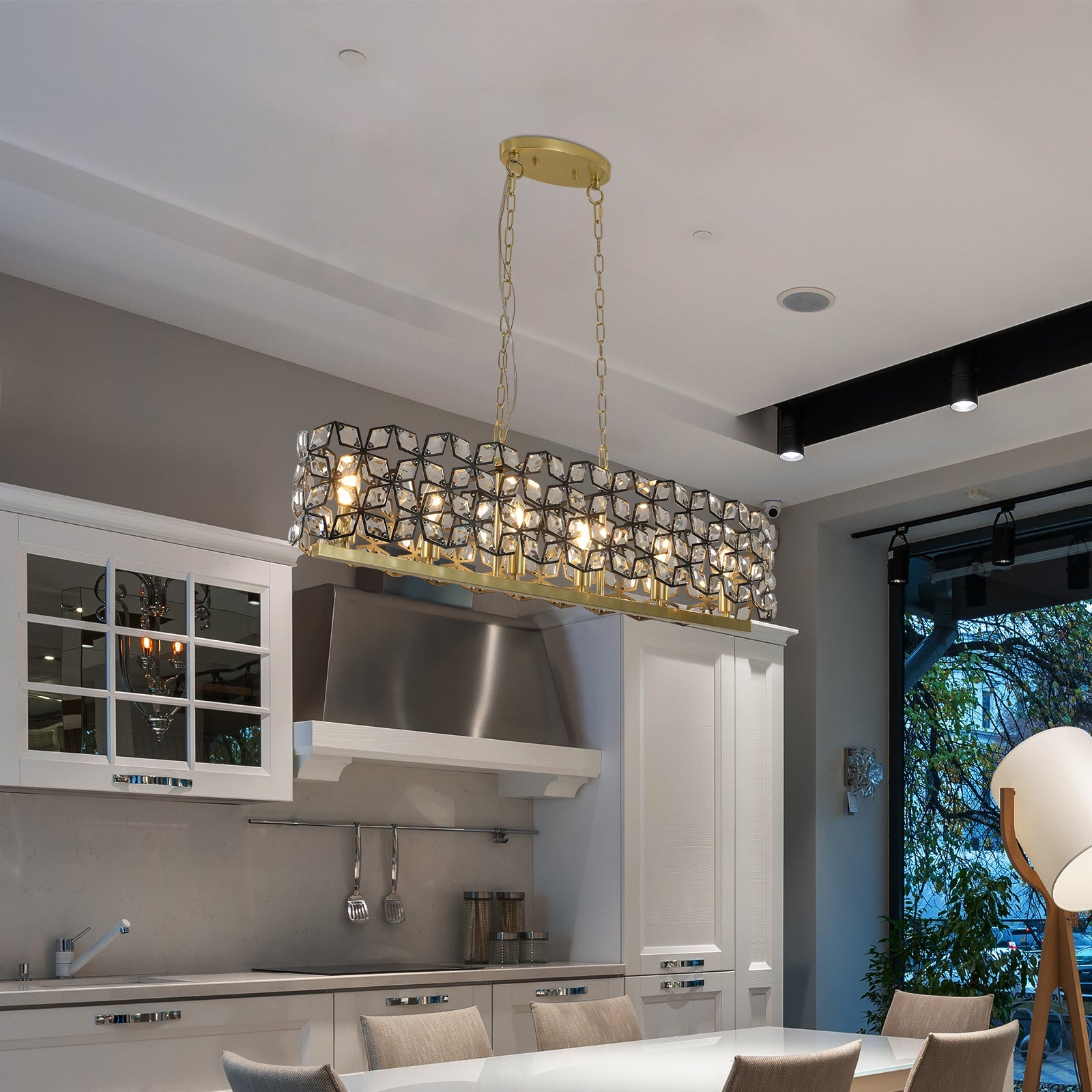 Modern Champagne Gold Oval Crystal Ceiling Chandelier - evoltleds