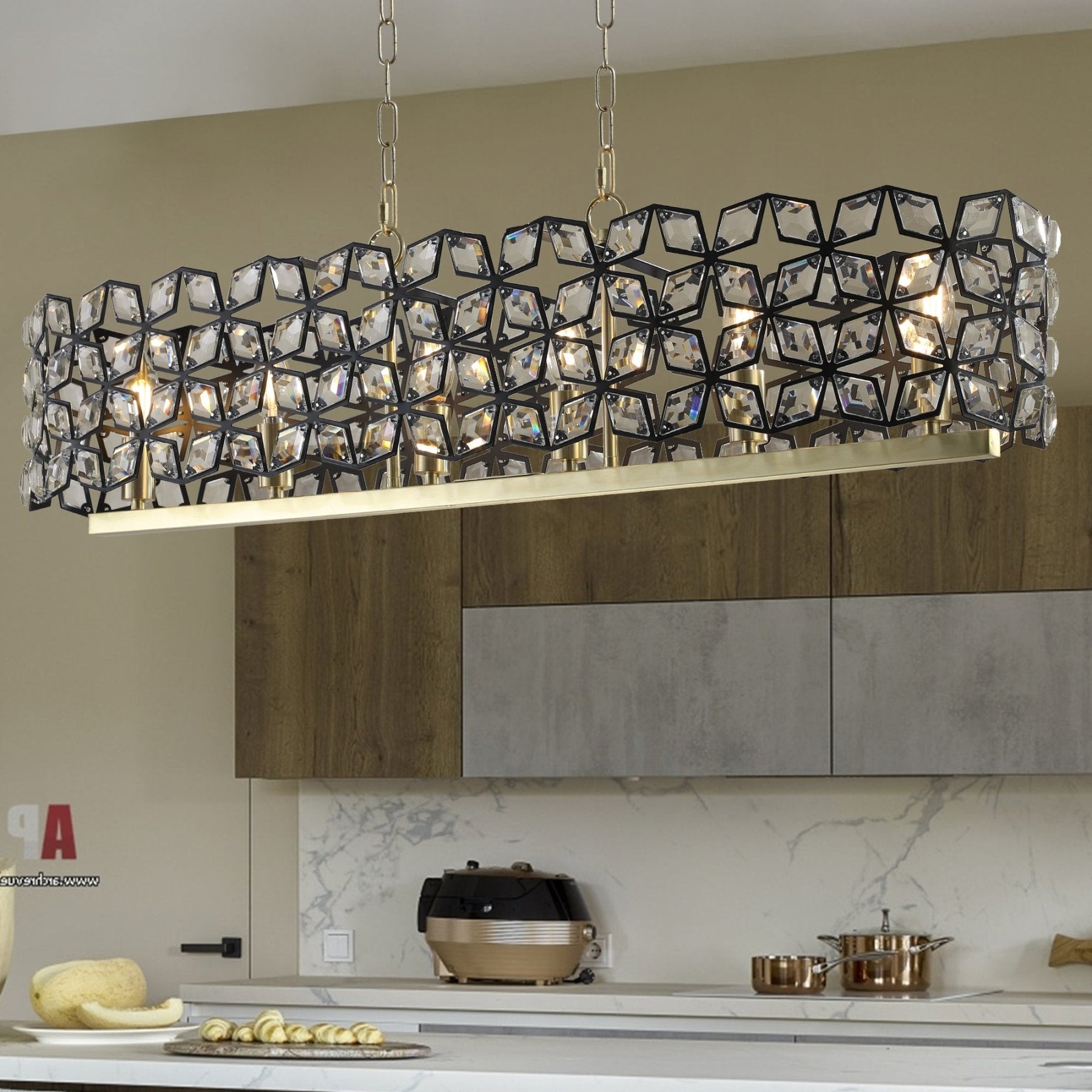 Modern Champagne Gold Oval Crystal Ceiling Chandelier - evoltleds