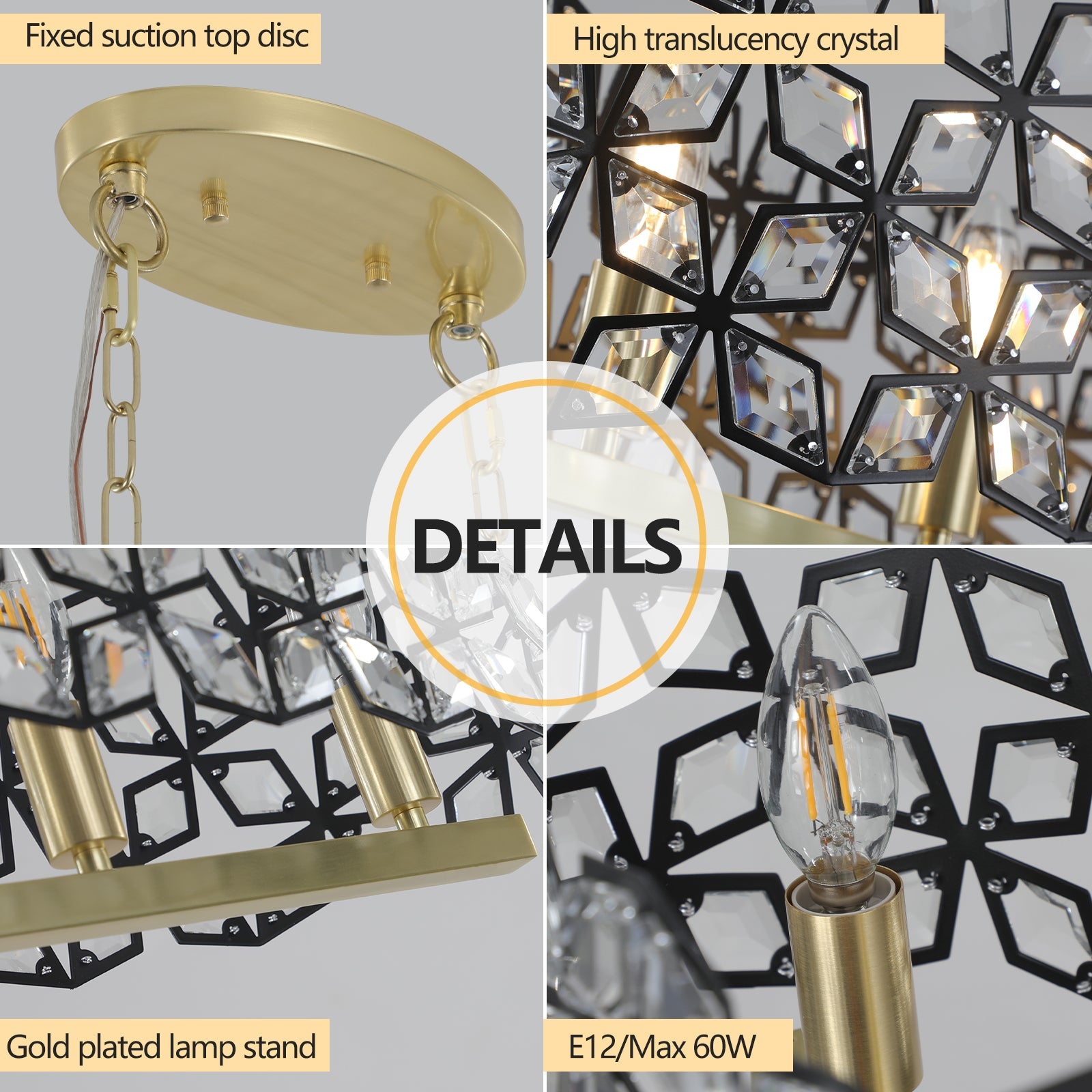 Modern Champagne Gold Oval Crystal Ceiling Chandelier - evoltleds