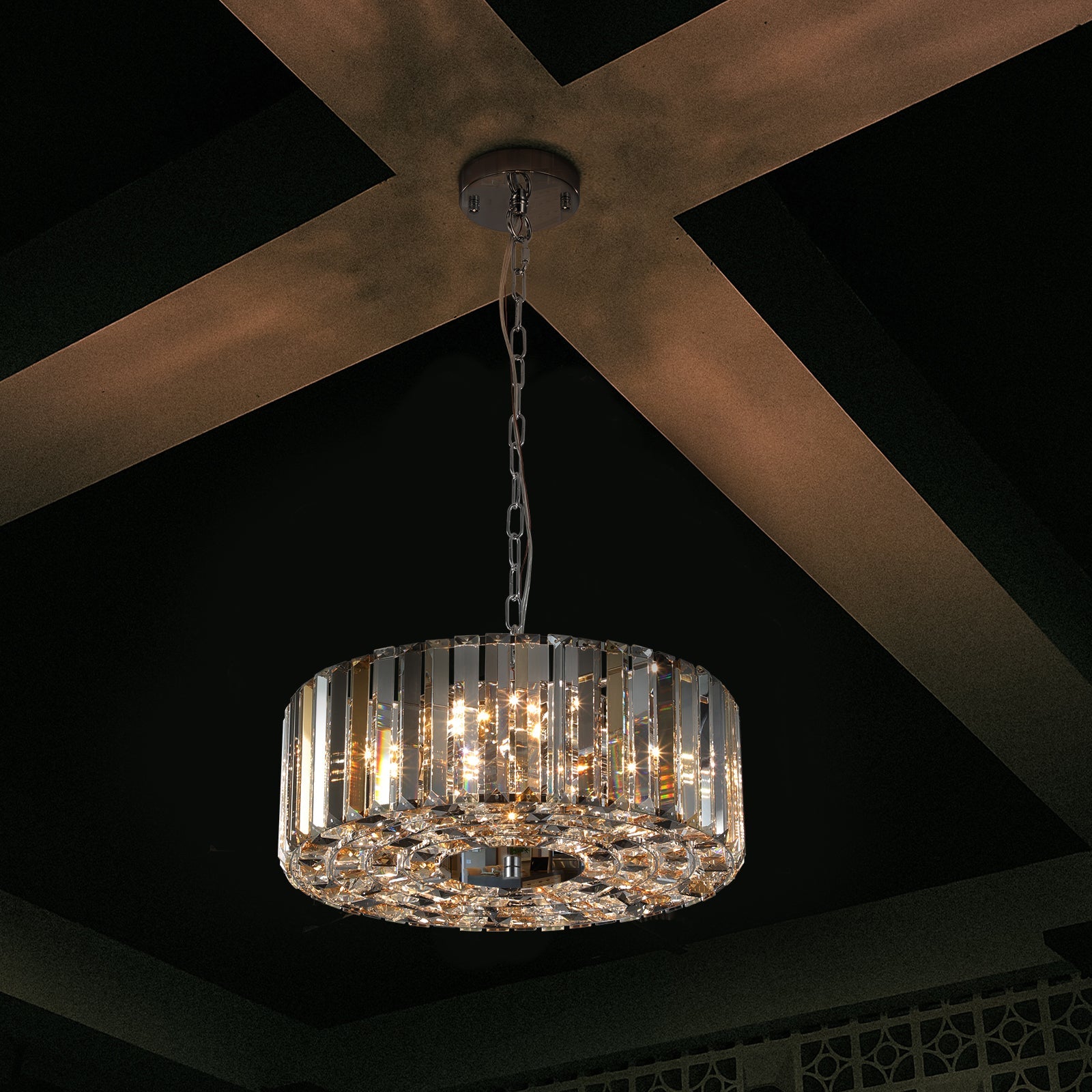 Radiant Amber Crystal Round Chandelier - evoltleds