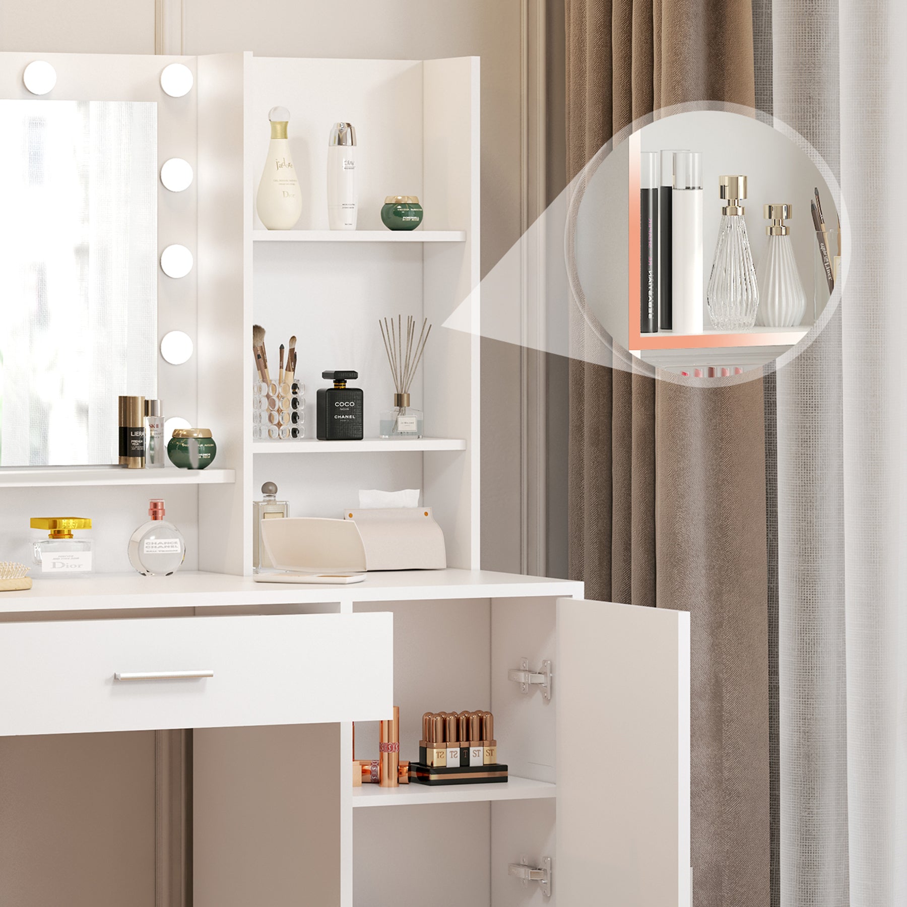 Vanity Desk with Mirror & Light - evoltleds